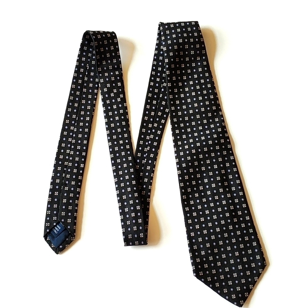 Black and purple patterned Italian silk tie